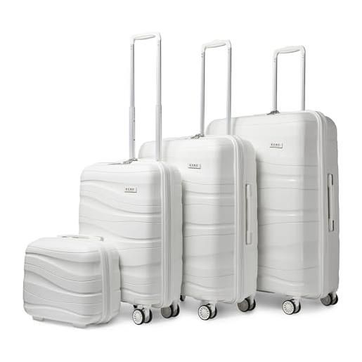 KONO set di 4 valigie 34/55/66/76cm rigida trolley bagaglio a mano con tsa lucchetto e leggero(set da 4 pezzi, bianco)