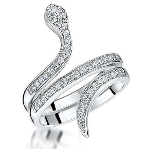 JOOLS by Jenny Brown - anello a serpente in argento sterling con zirconi e argento, 54 (17.2), colore: bianco, cod. Kpr17000