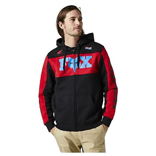 Fox Racing pile honda zip felpa con cappuccio, nero/rosso, medium uomo