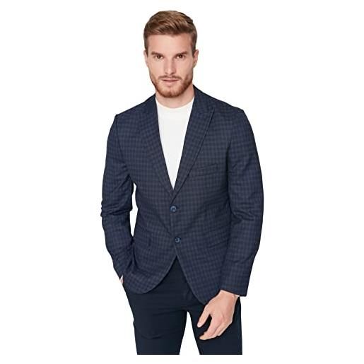 Trendyol giacche regolari scozzesi con colletto a risvolto cappotto, blu navy, 62 uomo