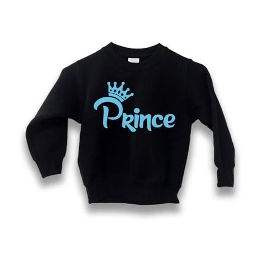gadgeteventi felpa bimbo/a personalizzata con nome prince/princess con nome maglia bambino (nero, 3-4 anni)