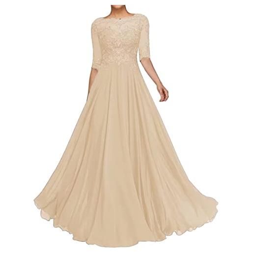 Sincemeet abiti per la madre della sposa in pizzo abito da sposa lungo in chiffon a maniche corte abiti da sera formali