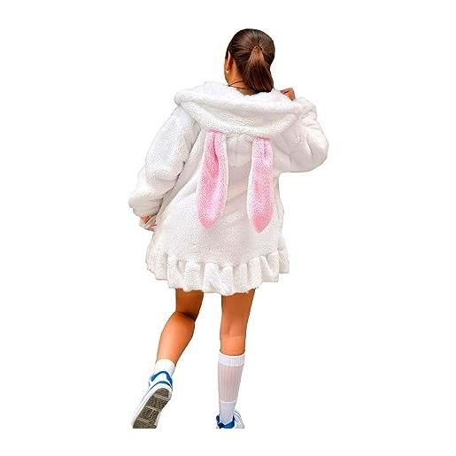 SMIUPIN kawaii coniglietto o orecchio orso felpe con cappuccio per le donne ragazza, inverno bella felpa coniglio soffice, dolce maglione giacca cappotto, m, coniglietto rosa