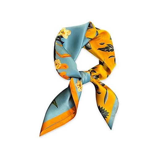 LumiSyne sciarpe di seta donna foulard quadrata 70×70cm colorate albero fiore stampata leggera raso foulard piccolo multifunzione fazzoletto da collo fascia per capelli bandane copricapo