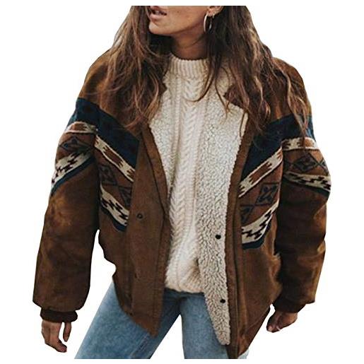 Keepmore giacca classica in pile da donna cappotto invernale in velluto a coste caldo foderato in sherpa cappotto addensato