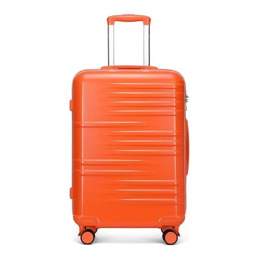 British Traveller valigia grande rigida 74,5cm bagaglio a mano abs+pc leggero trolley con tsa lucchetto(28 pollici, arancione)
