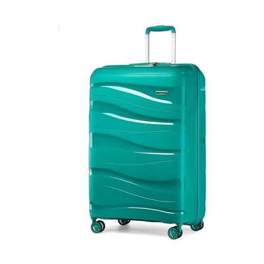 KONO valigia trolley rigida 55cm leggero pp valigie con tsa lucchetto e 4 ruote (20pollici, turchese)