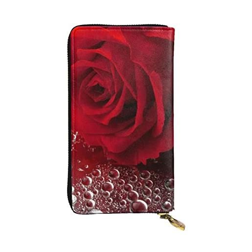 AABSTBFM weed con girasole stampato portafoglio in pelle per le donne uomini cerniera borsa frizione portafoglio lungo porta carte di credito, rosa rossa. , taglia unica