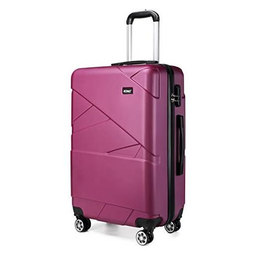 KONO valigie grande rigida 75cm trolley bagaglio a mano tsa con rotelle girevoli(28 pollici, viola)