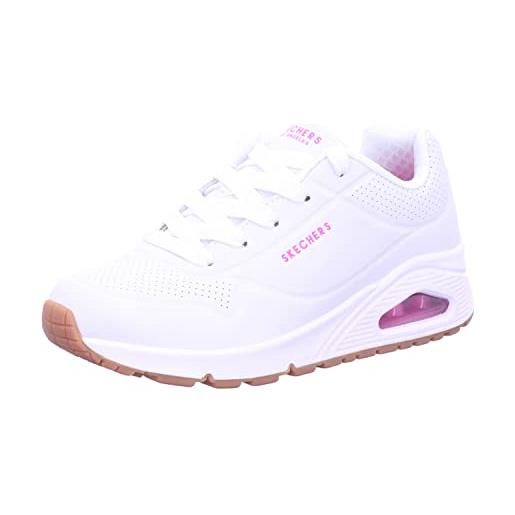 Skechers uno stand on air, sneaker bambine e ragazze, white pu h pink trim, 33 eu
