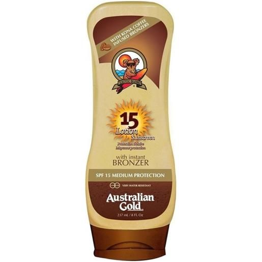 Australian Gold spf15 lotion sunscreen 237ml - crema solare spf15 protezione media con effetto bronze
