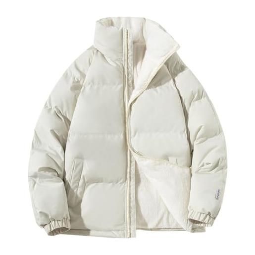 Minetom uomo cappotto invernale caldo parka antivento colletto dritto giacca in pile giubbotto cappotto di neve con tasca b bianco m