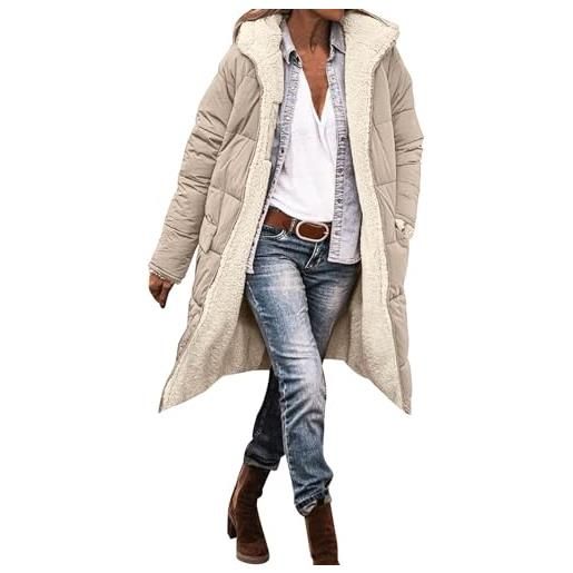 Modaworld cappotti invernali giacca invernale da donna piumini lunghi con cappuccio cappotto trapuntato giacca in pile piumino spesso felpa con cappuccio con zip cappotto con tasca