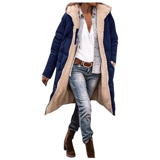Modaworld cappotti invernali giacca invernale da donna piumini lunghi con cappuccio cappotto trapuntato giacca in pile piumino spesso felpa con cappuccio con zip cappotto con tasca