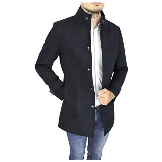 Evoga cappotto uomo sartoriale elegante casual giaccone lungo soprabito invernale (l, nero)