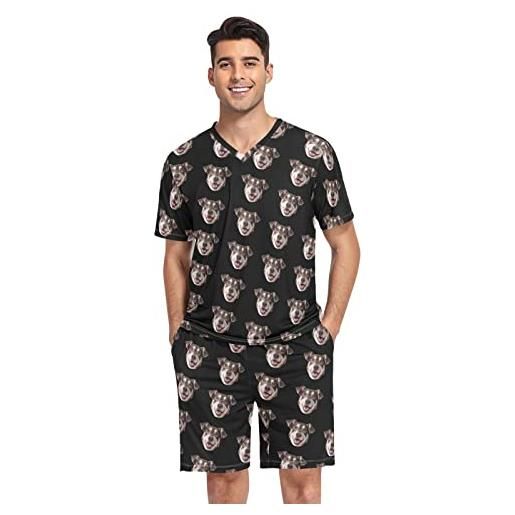 linqin set pigiama corto da uomo con viso personalizzato set da salotto personalizzati con foto divertenti pigiama top per papà marito fidanzato, personalizza, s
