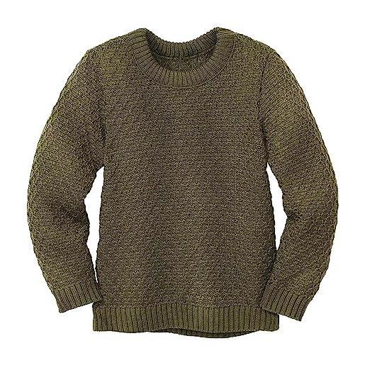 Disana maglione aran, particolarmente caldo, 100% lana merino biologica gots, ivn best, unisex, prodotto in germania, oliva, 110/116 cm