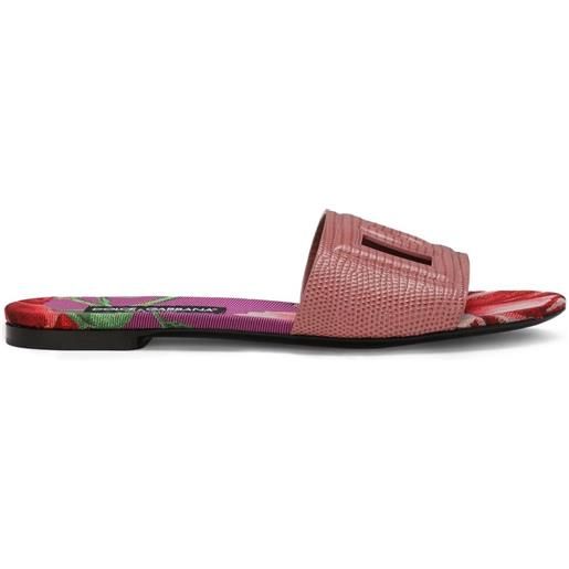 Dolce & Gabbana sandali slides dg con effetto lucertola - rosa
