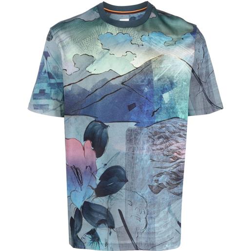 Paul Smith t-shirt con stampa narcissus - blu