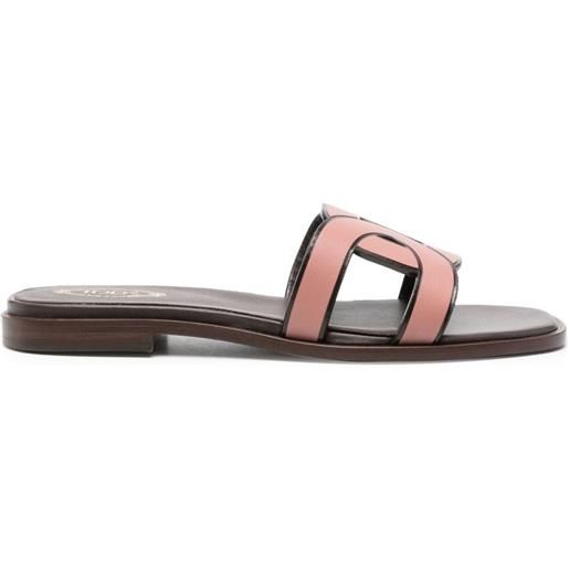 Tod's sandali slides con logo - marrone