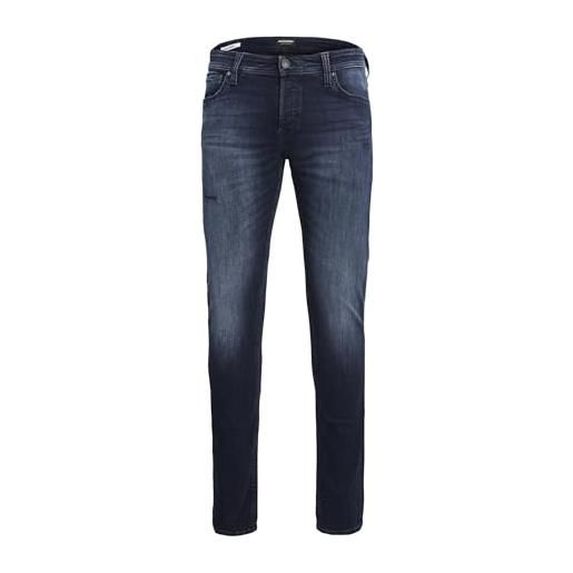 JACK & JONES jeans glenn slim vita bassa, chiusura con bottoni, lavaggio scuro. Blu 33w / 32l blu denim