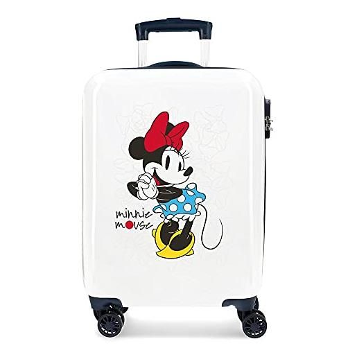 Disney minnie magic trolley cabina bianco, 37x55x20 cm, rigida abs chiusura a combinazione numerica 33l 2.8 kgs, 4 doppie ruote bagaglio a mano
