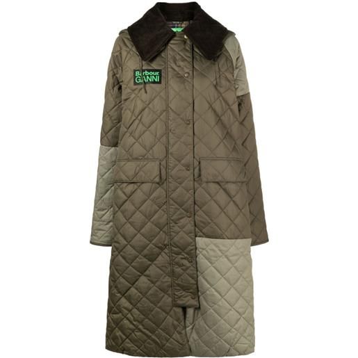 Barbour impermeabile burghley con design patchwork - verde