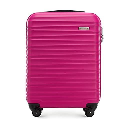 WITTCHEN valigia da viaggio bagaglio a mano valigia da cabina valigia rigida in abs con 4 ruote girevoli serratura a combinazione maniglia telescopica groove line taglia s rosa