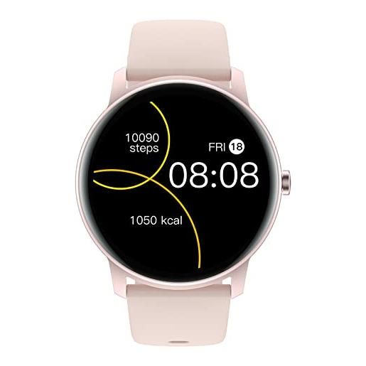 RIVERSONG smartwatch per uomo e donna, orologio fitness impermeabile ip68 con contapassi, cardiofrequenzimetro, cronometro, orologio sportivo per ios e android, rosa