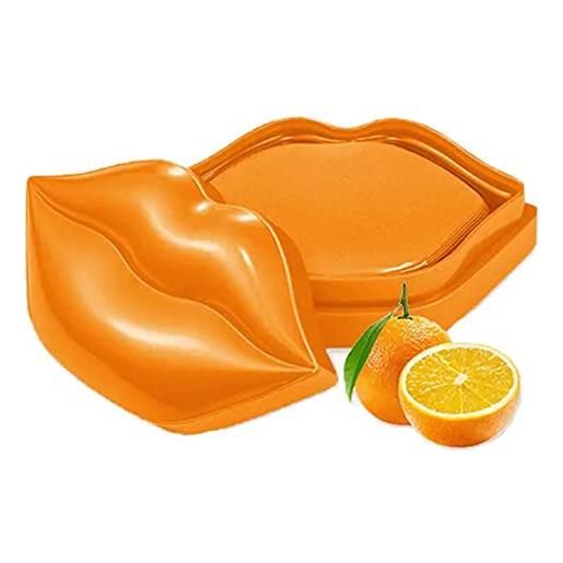 KlsyChry crystal collagen lip mask anti-aging anti-wrinkle gel pad lips care mask nourish and hydrate dry lips - 20pcs (orange lip mask)
