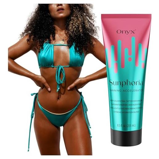 Onyx sunphoria lozione acceleratrice abbronzante | lozione per cabina ultra leggera | idratazione intensa con estratto di pesca | abbronzatura immediata e uniforme