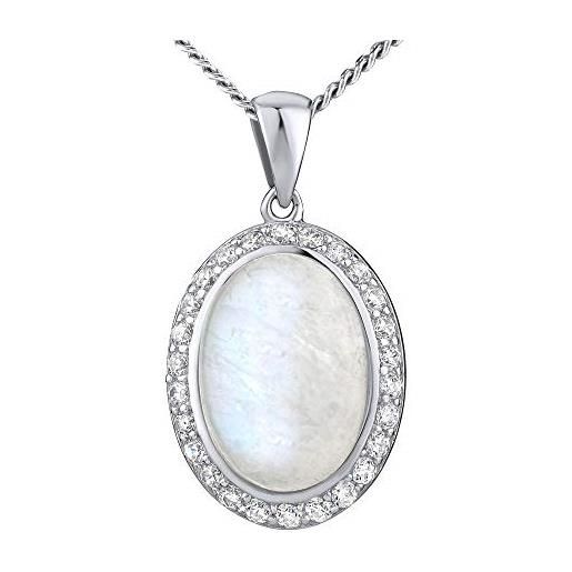SILVEGO ciondolo da donna in argento sterling 925 con pietra di luna bianca naturale, argento, pietra di luna