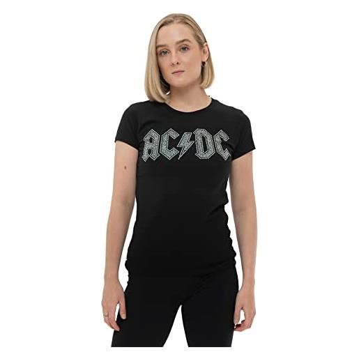 AC/DC rockoff AC/DC rhinestone t-shirt, nero, m donna