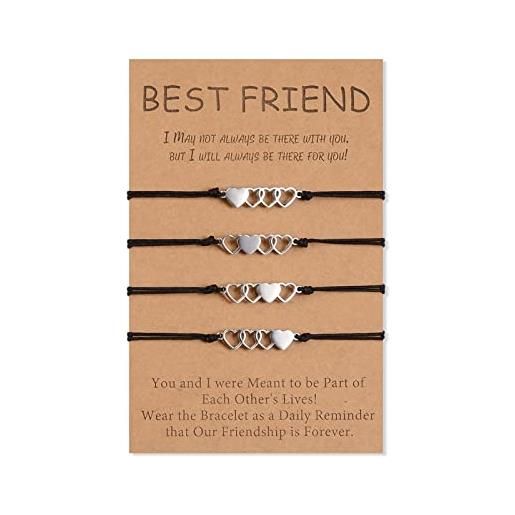 CheersLife 4 pezzi braccialetti amicizia bracciale lunga distanza promesse braccialetto uguali migliori amici per le signore pairs madre figlia bracciali compleanno regalo per donne ragazze ragazzo