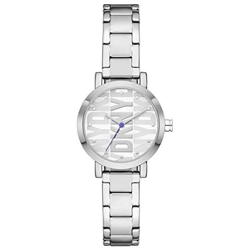 DKNY orologio soho da donna, movimento a tre lancette, cassa in lega argentata 28 mm con bracciale in acciaio, ny6646