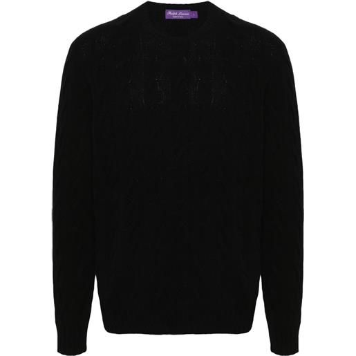 Ralph Lauren Purple Label maglione con lavorazione a trecce - nero