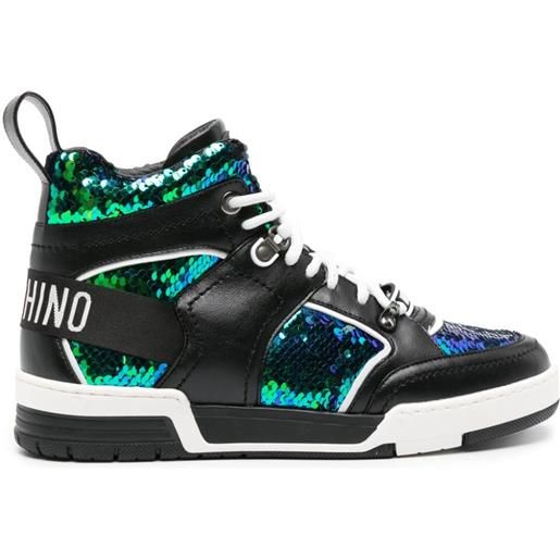 Moschino sneakers alte con paillettes - nero