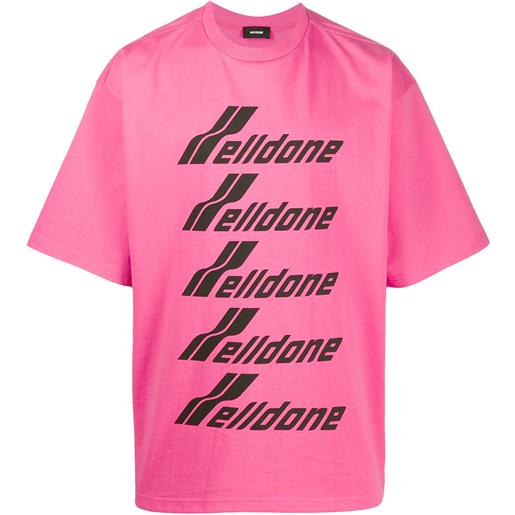 We11done t-shirt oversize con stampa - rosa