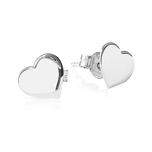 Principio® - orecchini donna cuore argento 925 - made in italy - gioielli ragazza originale regolabile con bella confezione regalo (argento)