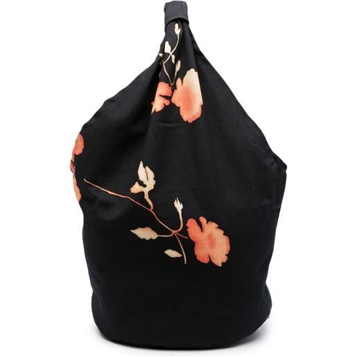 OUR LEGACY borsa tote con stampa night flower bouquet - nero