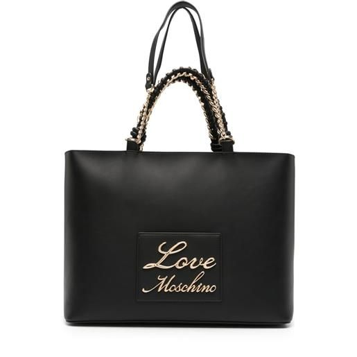 Love Moschino borsa tote con placca logo - nero