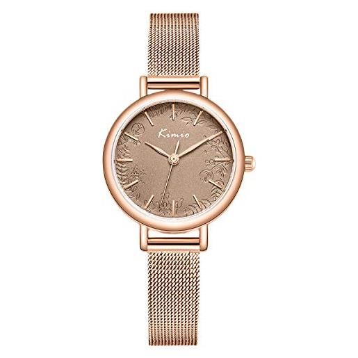 RORIOS orologi da donna analogico al quarzo orologio acciaio inossidabile cinturino in maglia orologi fiore moda women watches