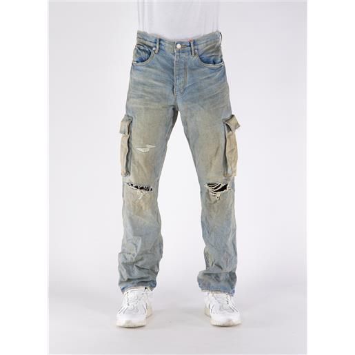 PURPLE BRAND jeans relaxed cargo dirty uomo
