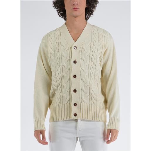 UNIVERSAL WORKS maglione cardigan cable knit uomo