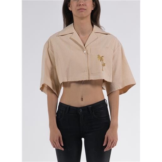 PALM ANGELS camicia cropped bowling shirt s/s donna