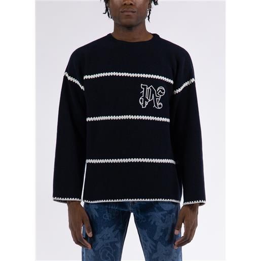 PALM ANGELS maglione pa monogram striped uomo