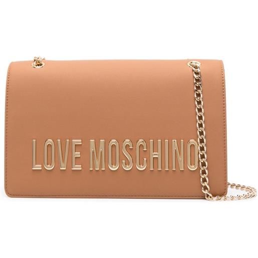 Love Moschino borsa a spalla con placca logo - toni neutri