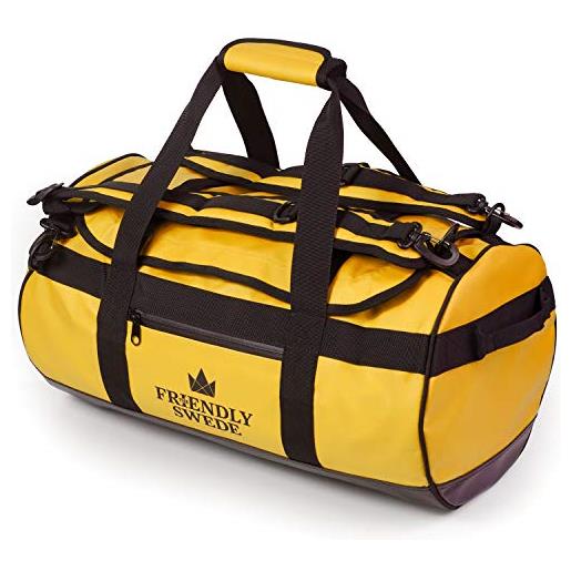THE FRIENDLY SWEDE borsone da viaggio e sport convertibile in zaino - duffel bag - the friendly swede (bianco 30l)