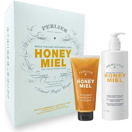 Perlier honey - cofanetto doccia gommage 250ml + latte per il corpo 400ml