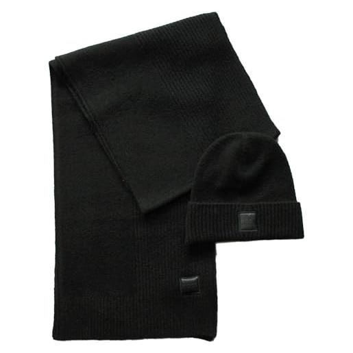 BOSS felice - sciarpa e berretto da uomo, colore: nero, nero , taglia unica